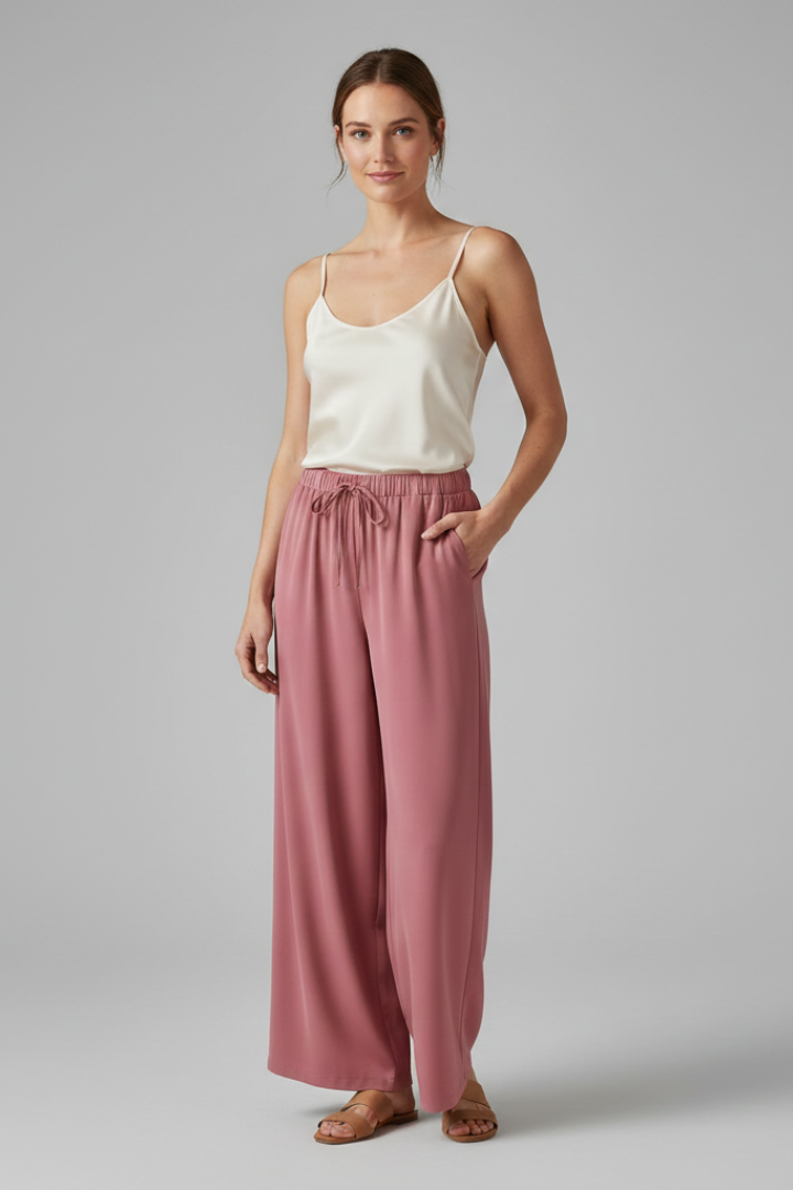 Lila | Chic Palazzo Trousers with Elastic Waist and Pockets