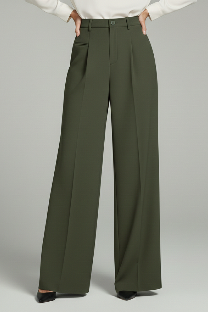 Elena | Pleated Palazzo Trousers with Back Pockets