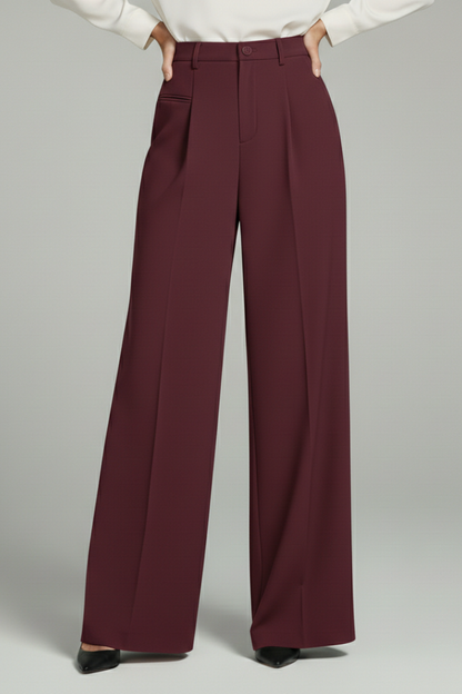 Elena | Pleated Palazzo Trousers with Back Pockets