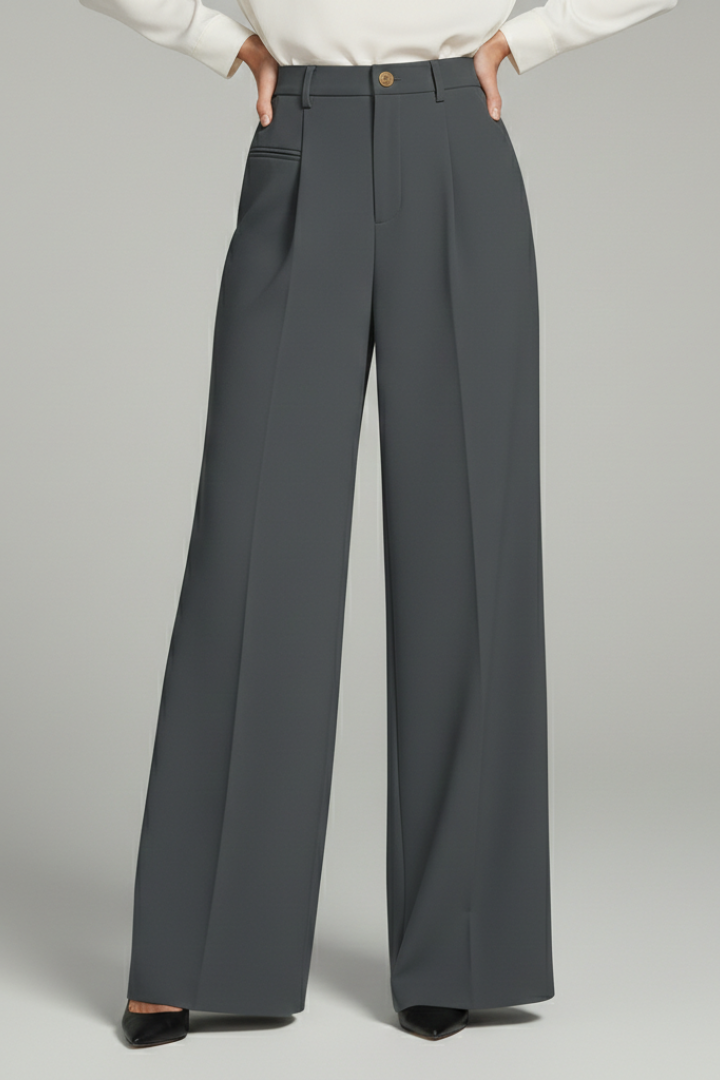 Elena | Pleated Palazzo Trousers with Back Pockets