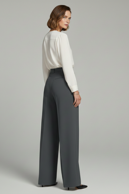 Elena | Pleated Palazzo Trousers with Back Pockets