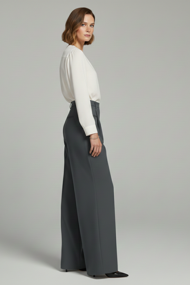 Elena | Pleated Palazzo Trousers with Back Pockets