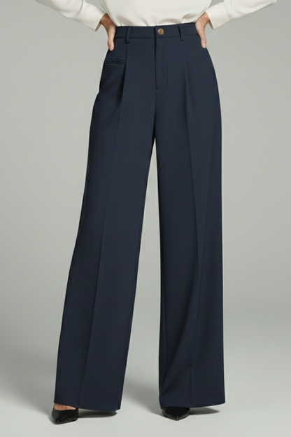 Elena | Pleated Palazzo Trousers with Back Pockets
