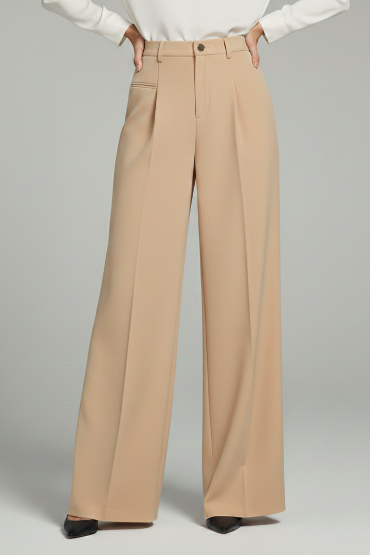 Elena | Pleated Palazzo Trousers with Back Pockets