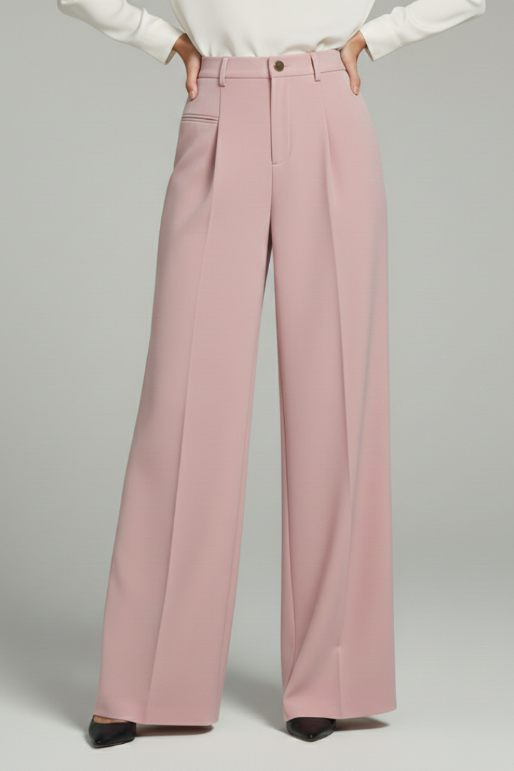 Elena | Pleated Palazzo Trousers with Back Pockets