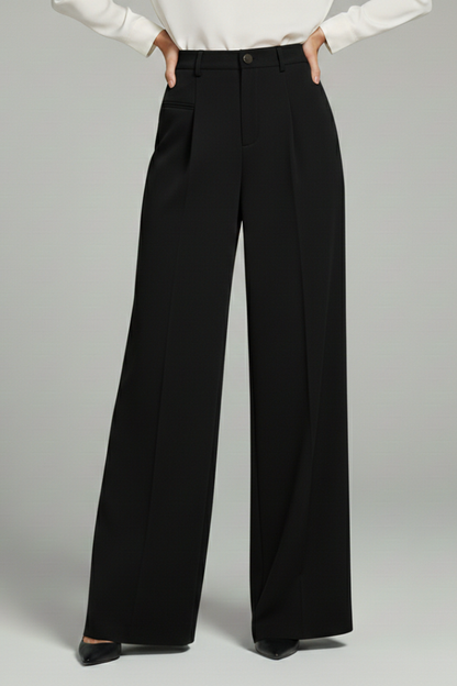 Elena | Pleated Palazzo Trousers with Back Pockets