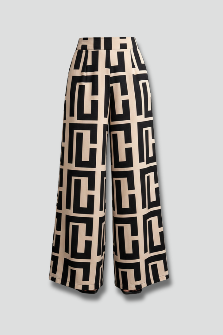 Lila | Graphic Print Wide-Leg Palazzo Trousers