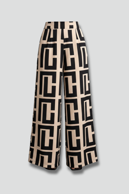 Lila | Graphic Print Wide-Leg Palazzo Trousers