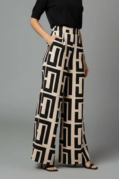 Lila | Graphic Print Wide-Leg Palazzo Trousers