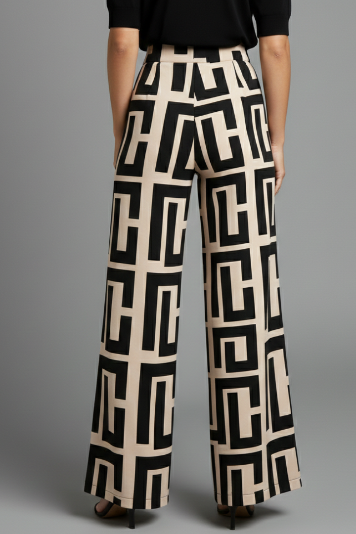 Lila | Graphic Print Wide-Leg Palazzo Trousers