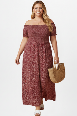Shoulder Neckline and Side Slits Red
