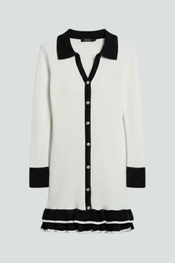 Lena | Ribbed Button Down Dress with Structured Collar