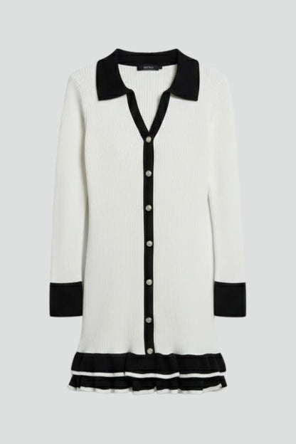Lena | Ribbed Button Down Dress with Structured Collar