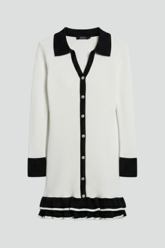 Lena | Ribbed Button Down Dress with Structured Collar