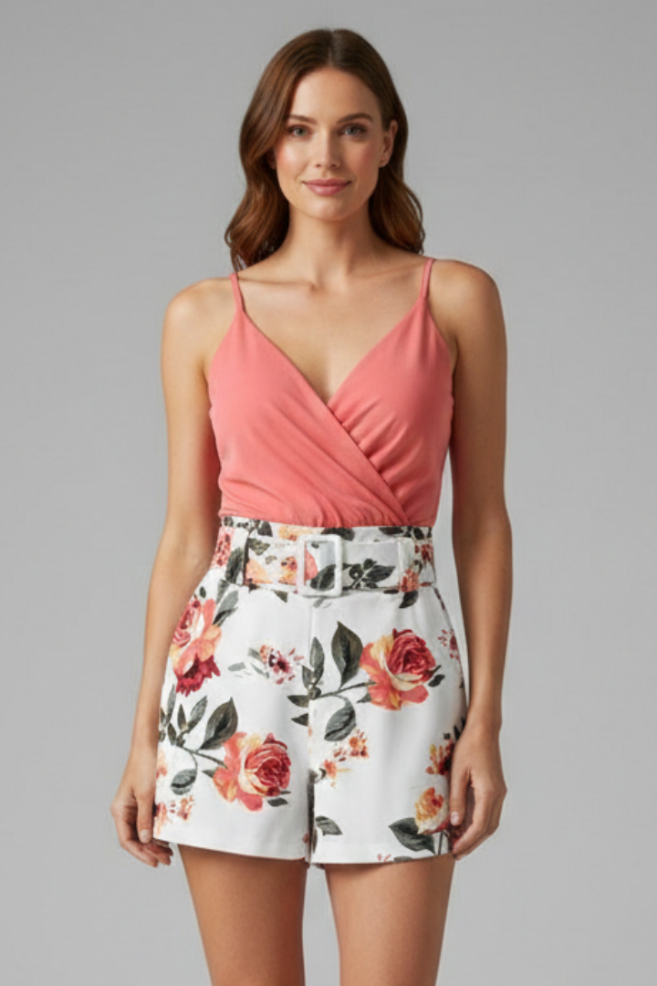 Lila | V-Neck Floral Romper Dress