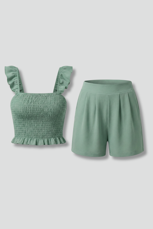 Lila | Ruffle Top and Shorts Set with Sleeveless Design