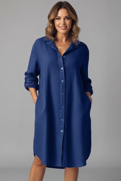 Lena | Elegant Shirt Dress with Turned Collar