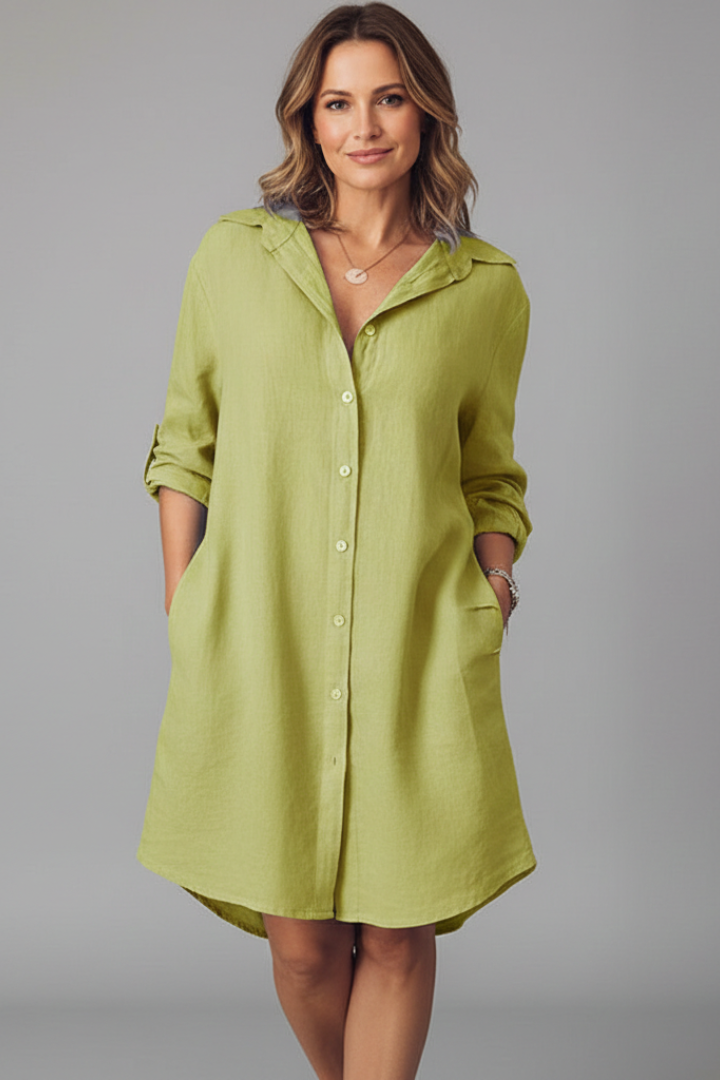 Lena | Elegant Shirt Dress with Turned Collar