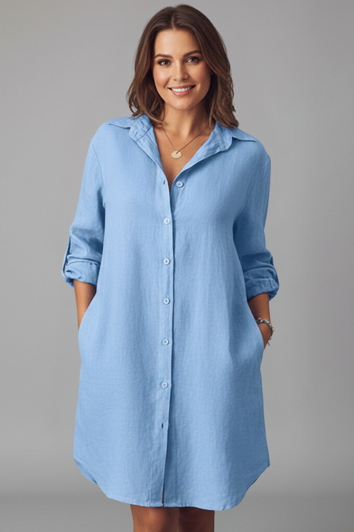 Lena | Elegant Shirt Dress with Turned Collar