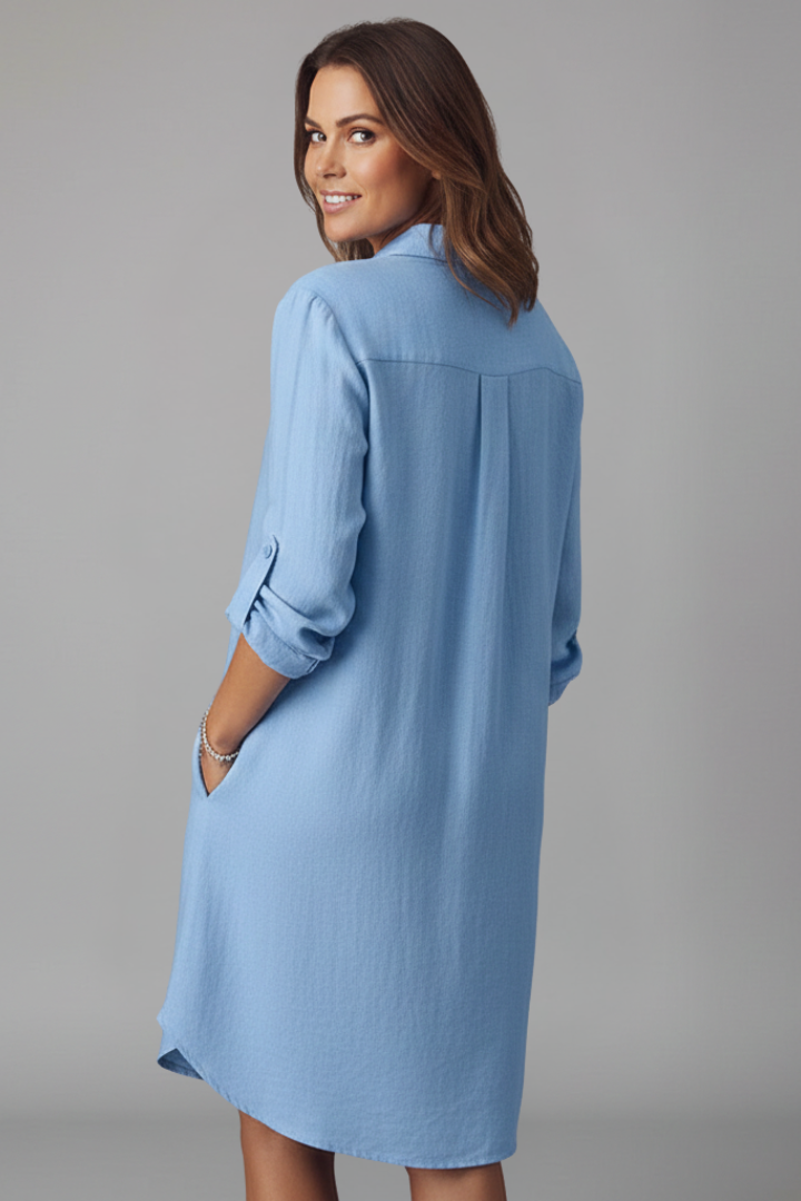 Lena | Elegant Shirt Dress with Turned Collar