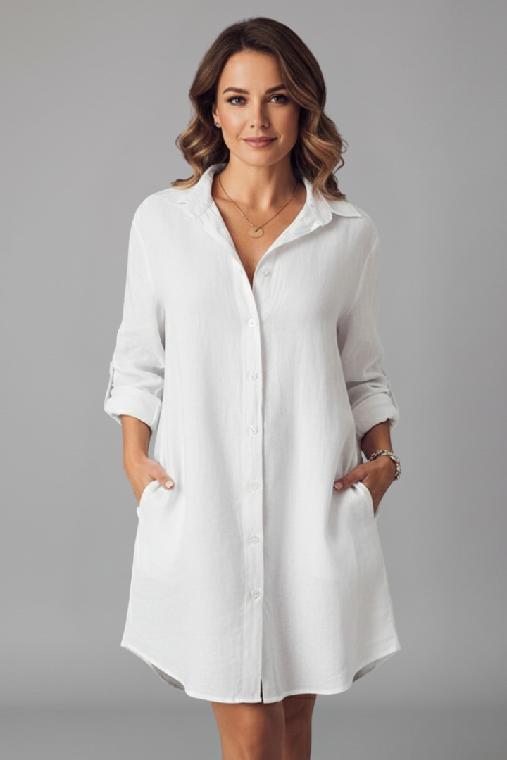 Lena | Elegant Shirt Dress with Turned Collar