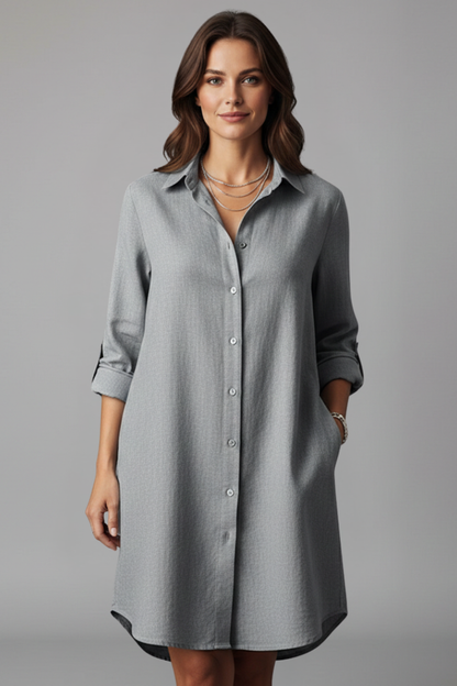 Lena | Elegant Shirt Dress with Turned Collar