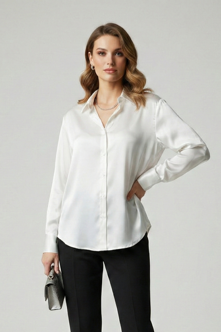 Lila | Tailored Button-Up Shirt with Collared Neck