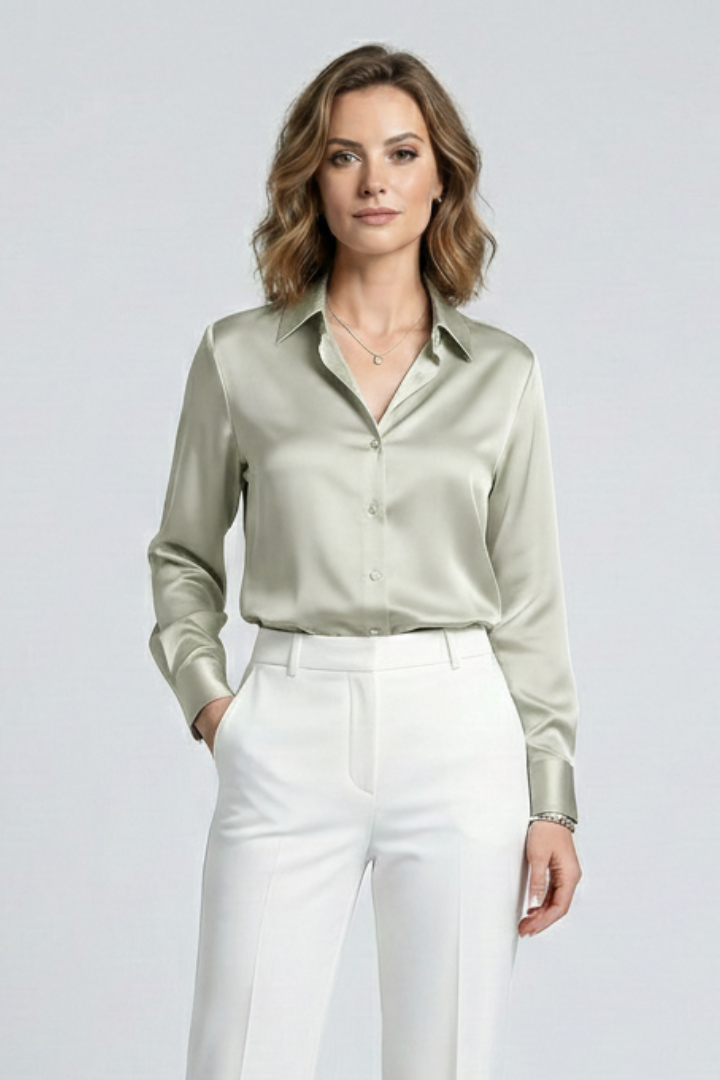 Lila | Tailored Button-Up Shirt with Collared Neck