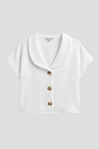 Lila | Chic Short-Sleeve Blouse with Collar and Buttons