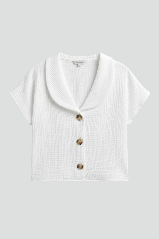 Lila | Chic Short-Sleeve Blouse with Collar and Buttons