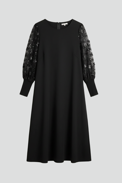 Isla | Elegant Short Dress with Lace Sleeves