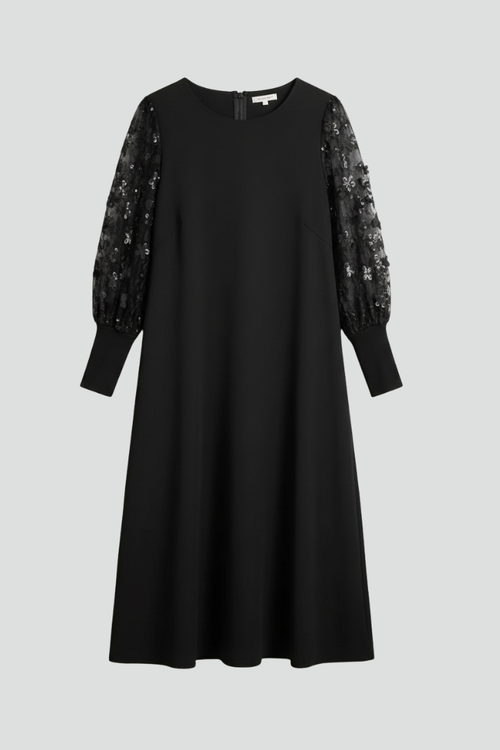 Isla | Elegant Short Dress with Lace Sleeves