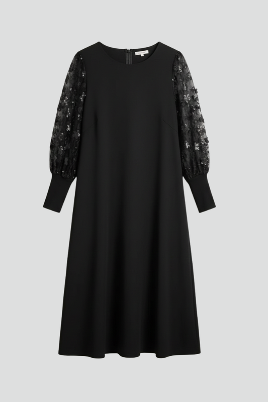 Isla | Elegant Short Dress with Lace Sleeves