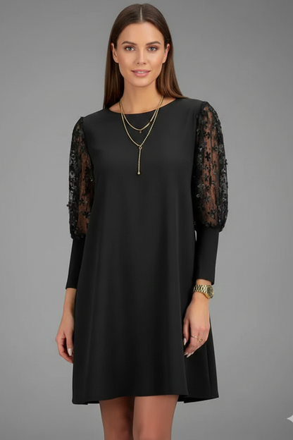 Isla | Elegant Short Dress with Lace Sleeves
