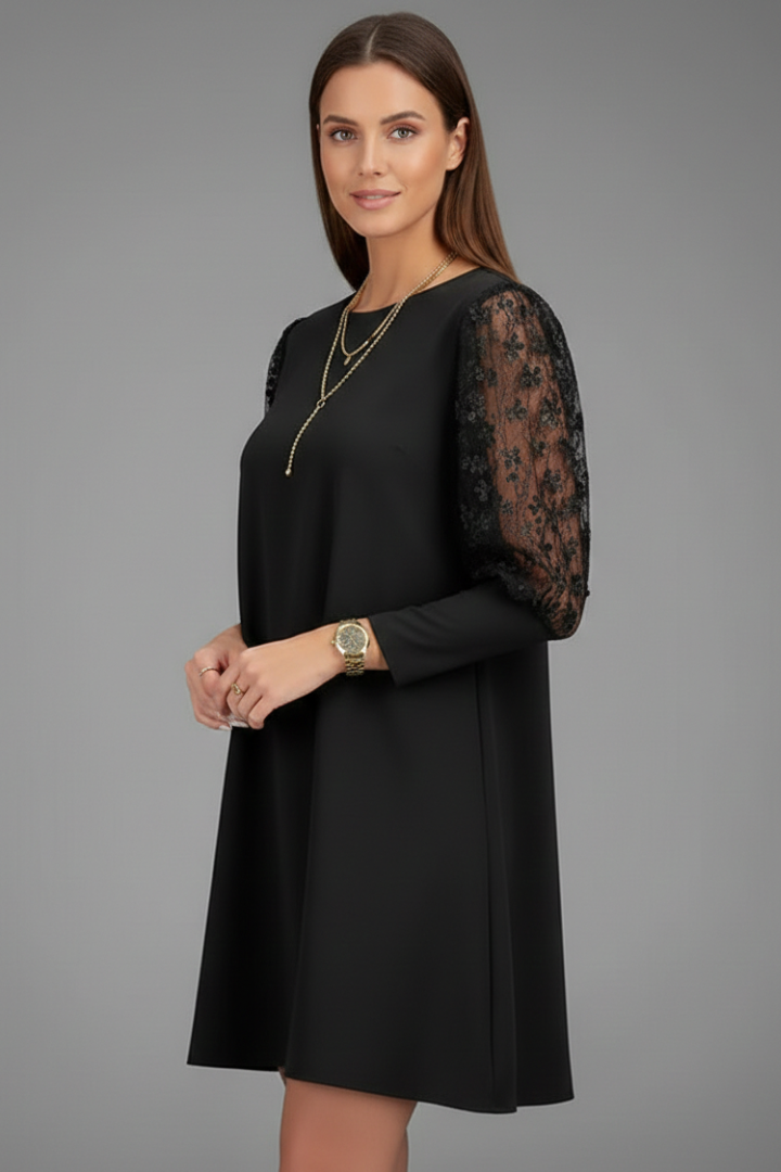 Isla | Elegant Short Dress with Lace Sleeves