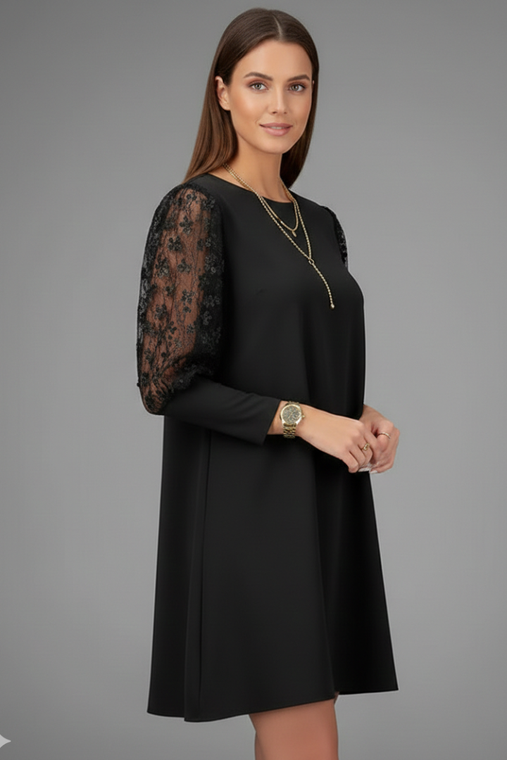Isla | Elegant Short Dress with Lace Sleeves