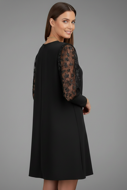 Isla | Elegant Short Dress with Lace Sleeves