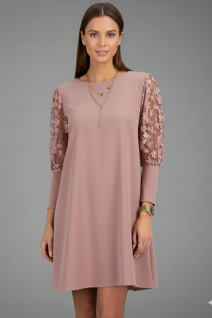 Isla | Elegant Short Dress with Lace Sleeves