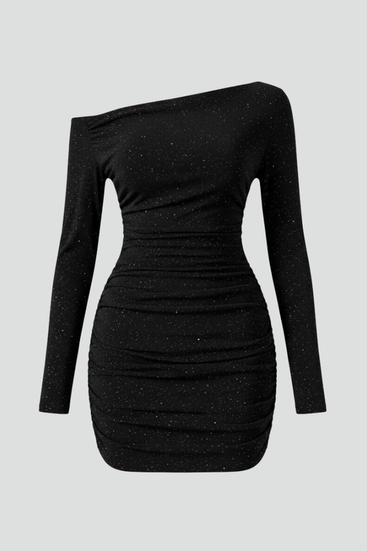 Lena | One-Shoulder Ruching Short Dress