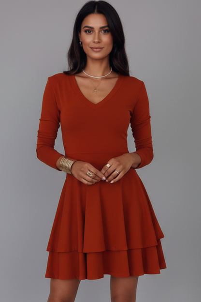 Sofia | V-Neck Long Sleeve Mini Dress