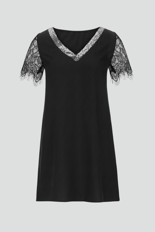 Lena | V Neck Lace Sleeve Short Dress