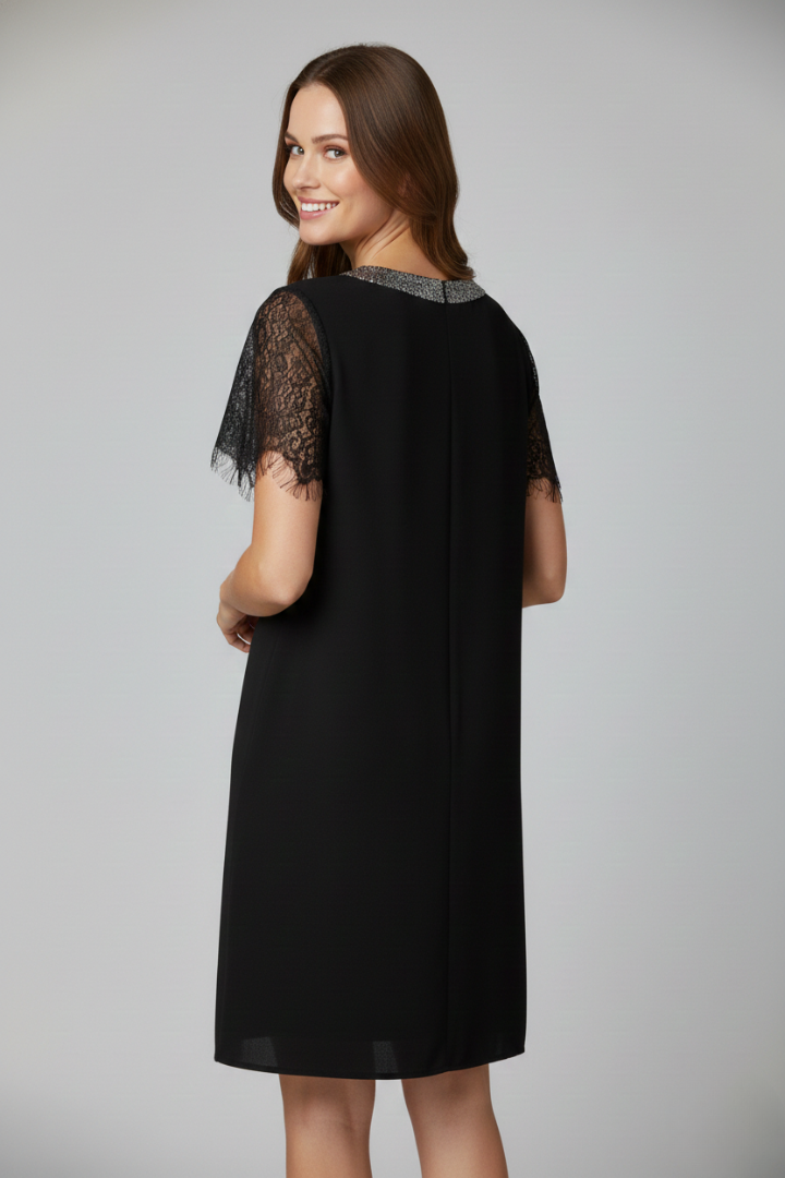 Lena | V Neck Lace Sleeve Short Dress