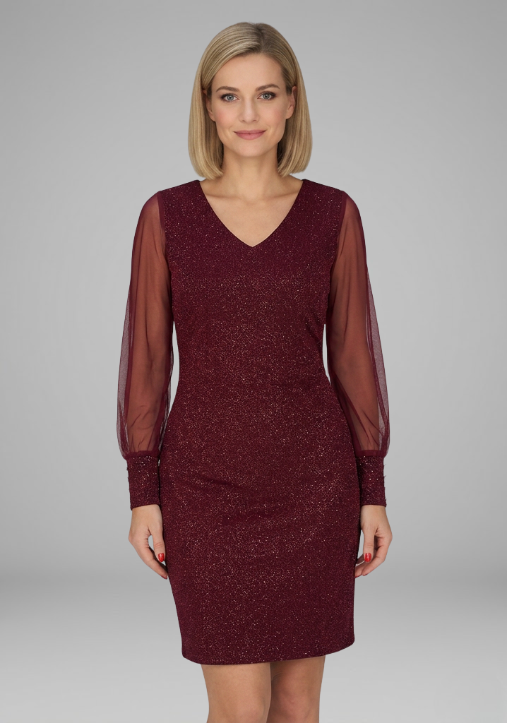 Lena | Elegant V-Neck Long Sleeve Dress