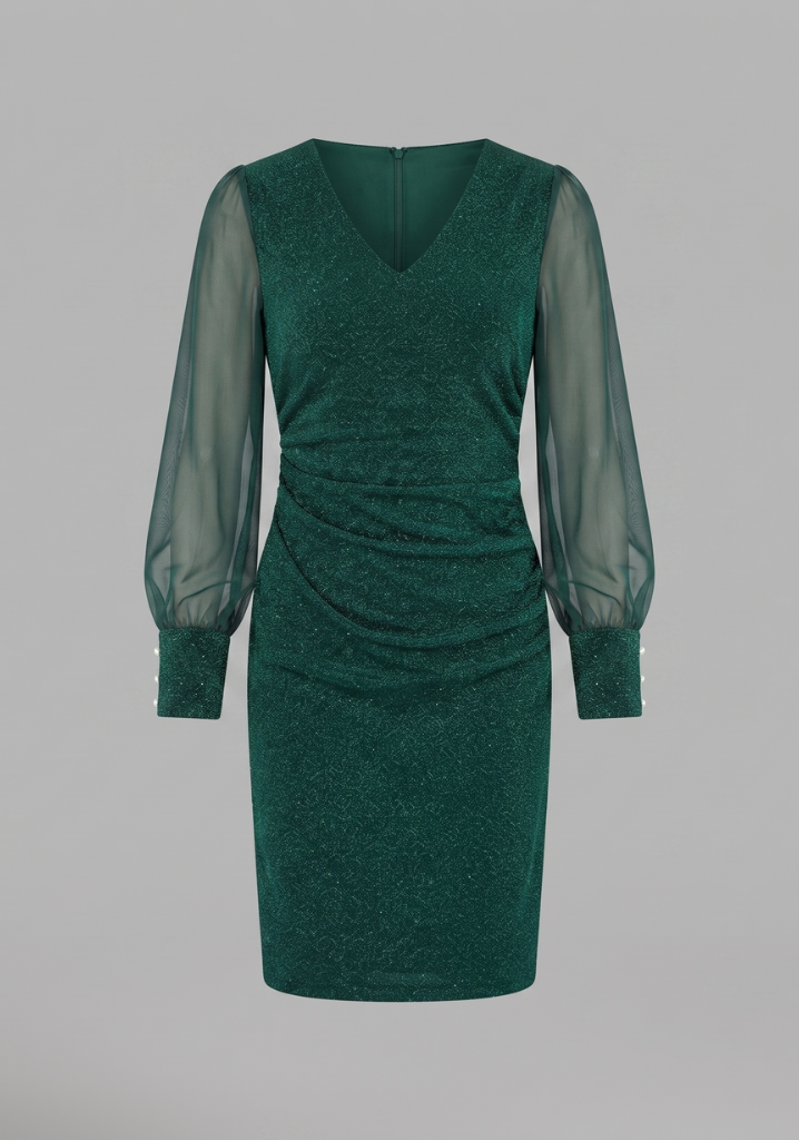 Lena | Elegant V-Neck Long Sleeve Dress