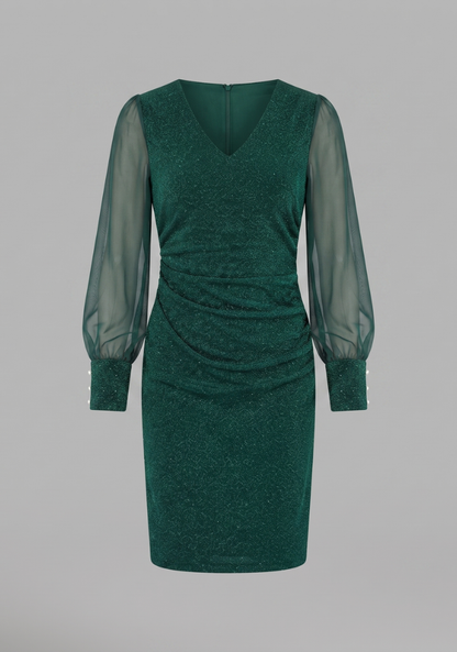 Lena | Elegant V-Neck Long Sleeve Dress