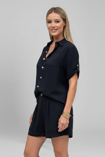 Luna | Chic Button-Up Short Jumpsuit