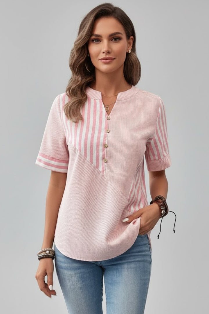 Elena | Chic Short Sleeve Button Blouse