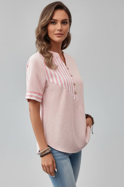 Elena | Chic Short Sleeve Button Blouse