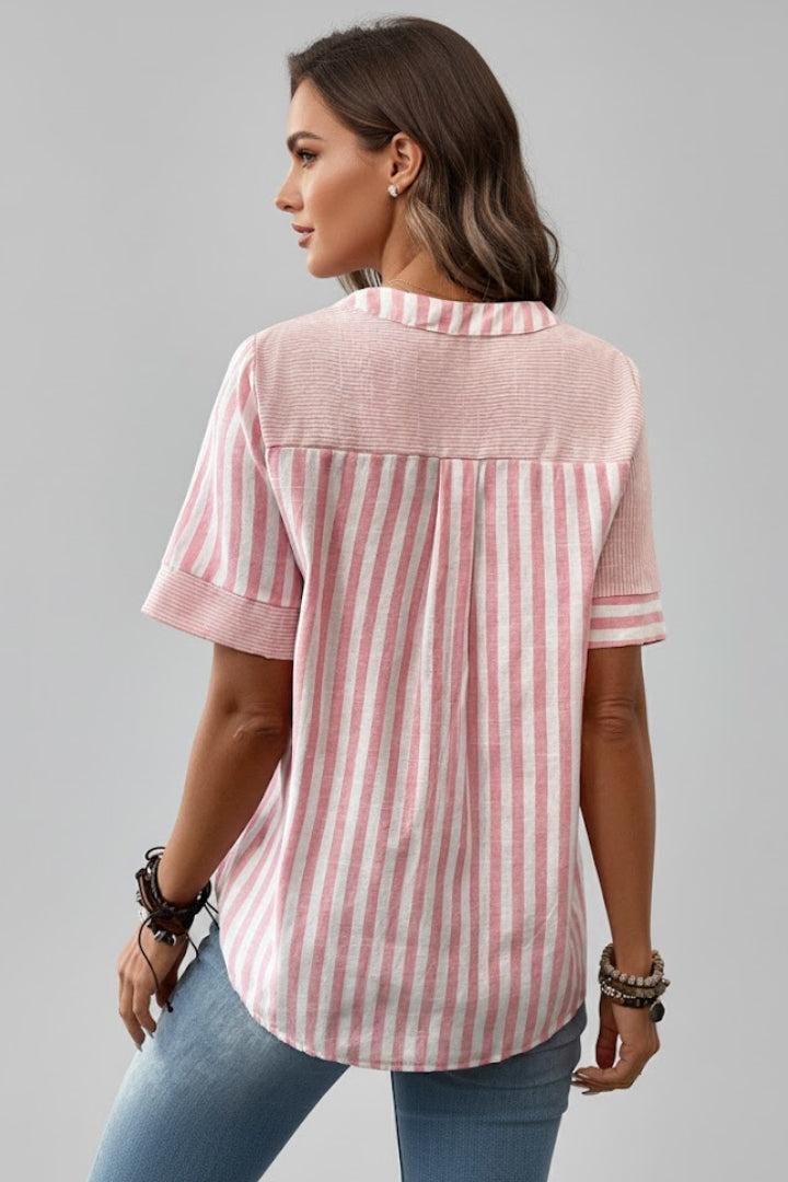Elena | Chic Short Sleeve Button Blouse