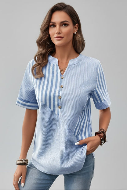 Elena | Chic Short Sleeve Button Blouse